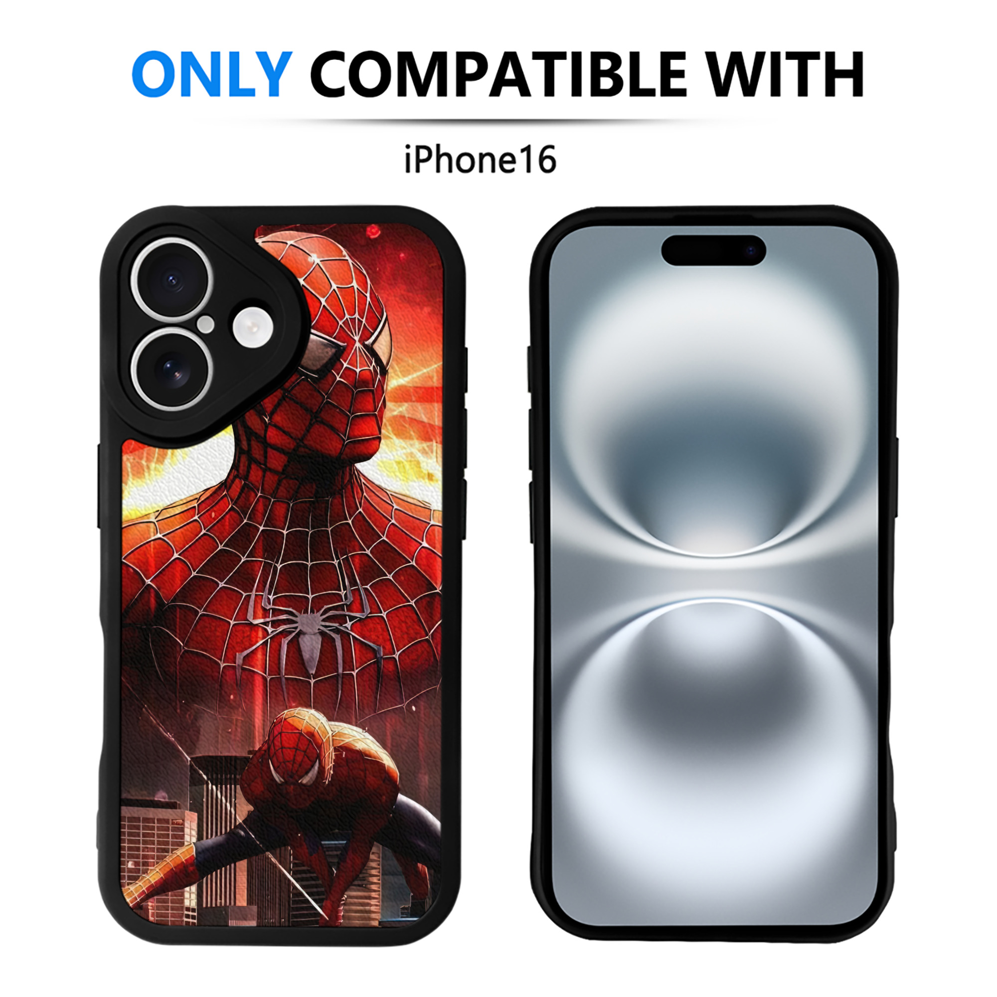 Spider Man スパイダーマン 【iPhone 16シリーズ対応】シリコンスマホケース（レザー調） 材質：シリコン